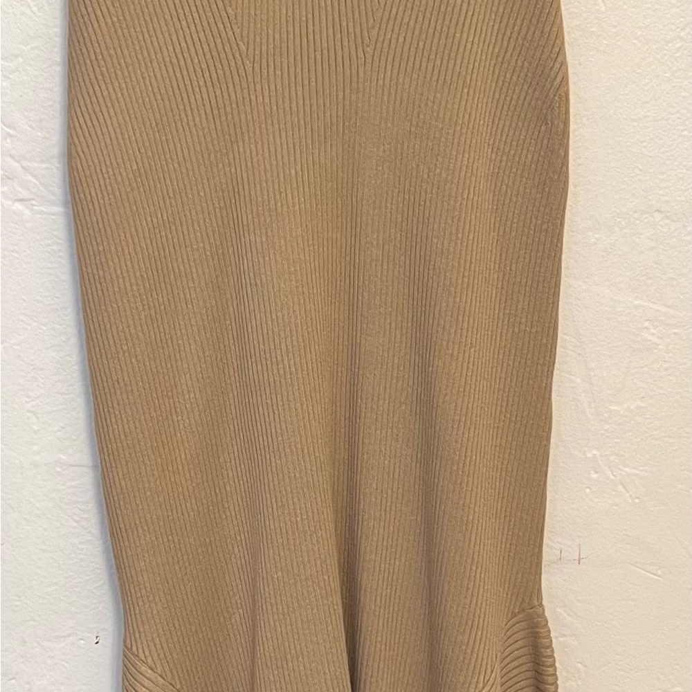 Anthropologie Knit Mock Turtle Neck Midi Tan Cedar Sweater Dress Size XS - Picture 9 of 12